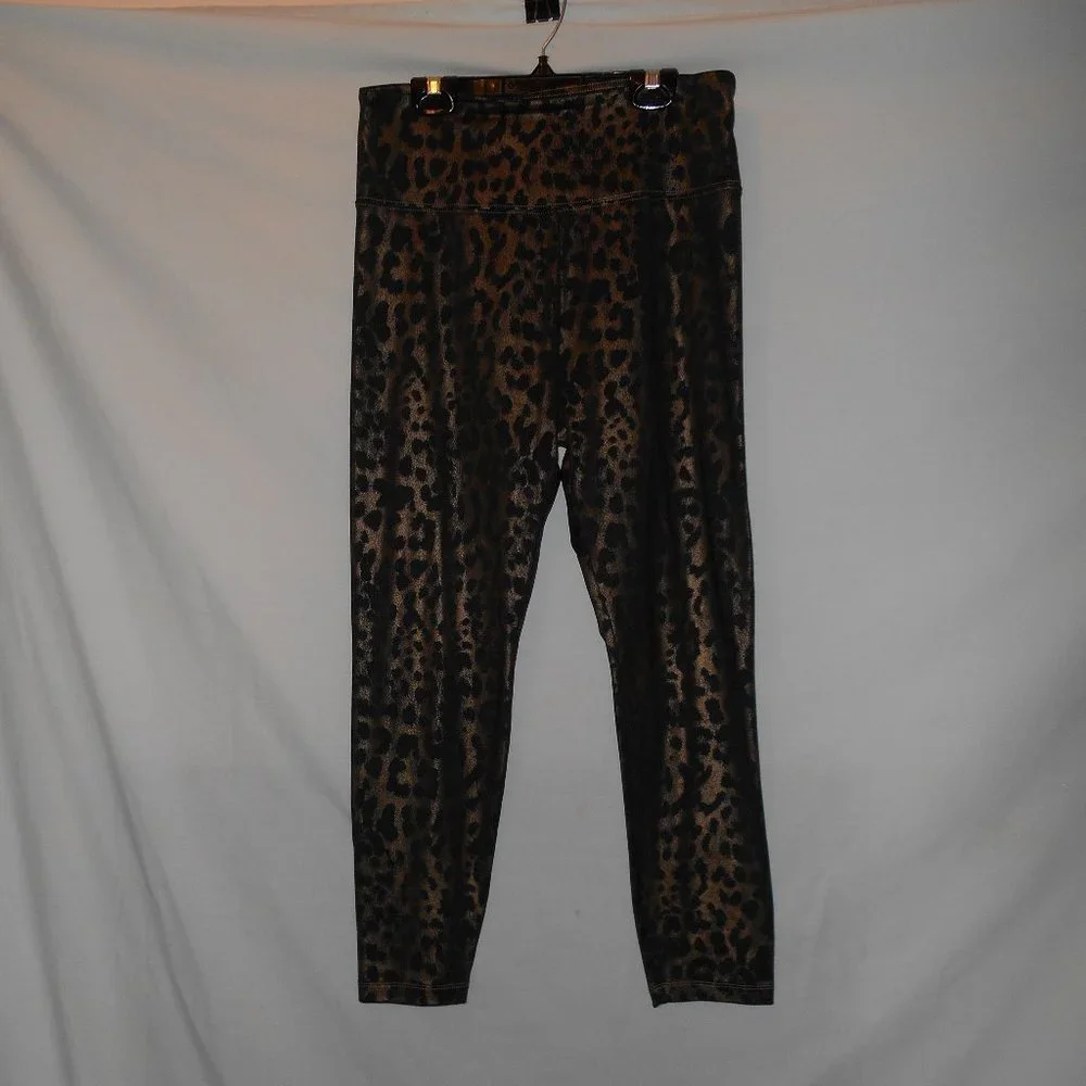 American Eagle Metallic Leopard Print Silky Leggings Size L-Short - Picture 1 of 2